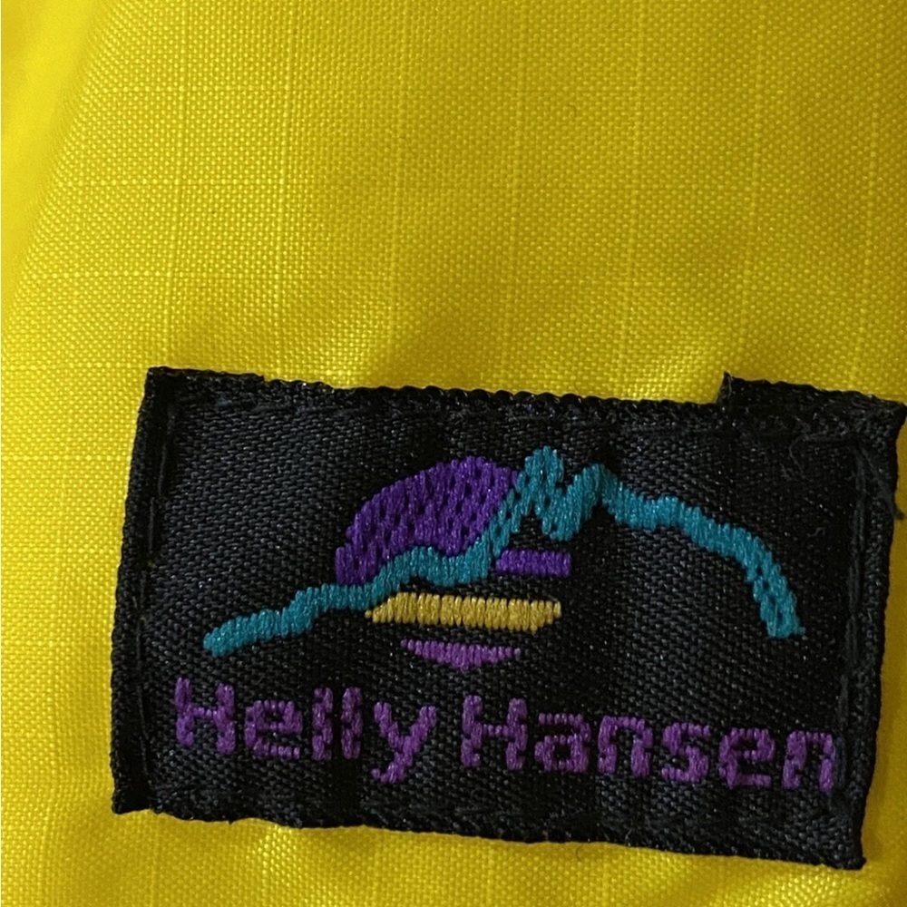 VTG 90s Helly Hansen Packable Yellow Rain Jacket Zip Up Hooded Windbreaker XL - Picture 5 of 8